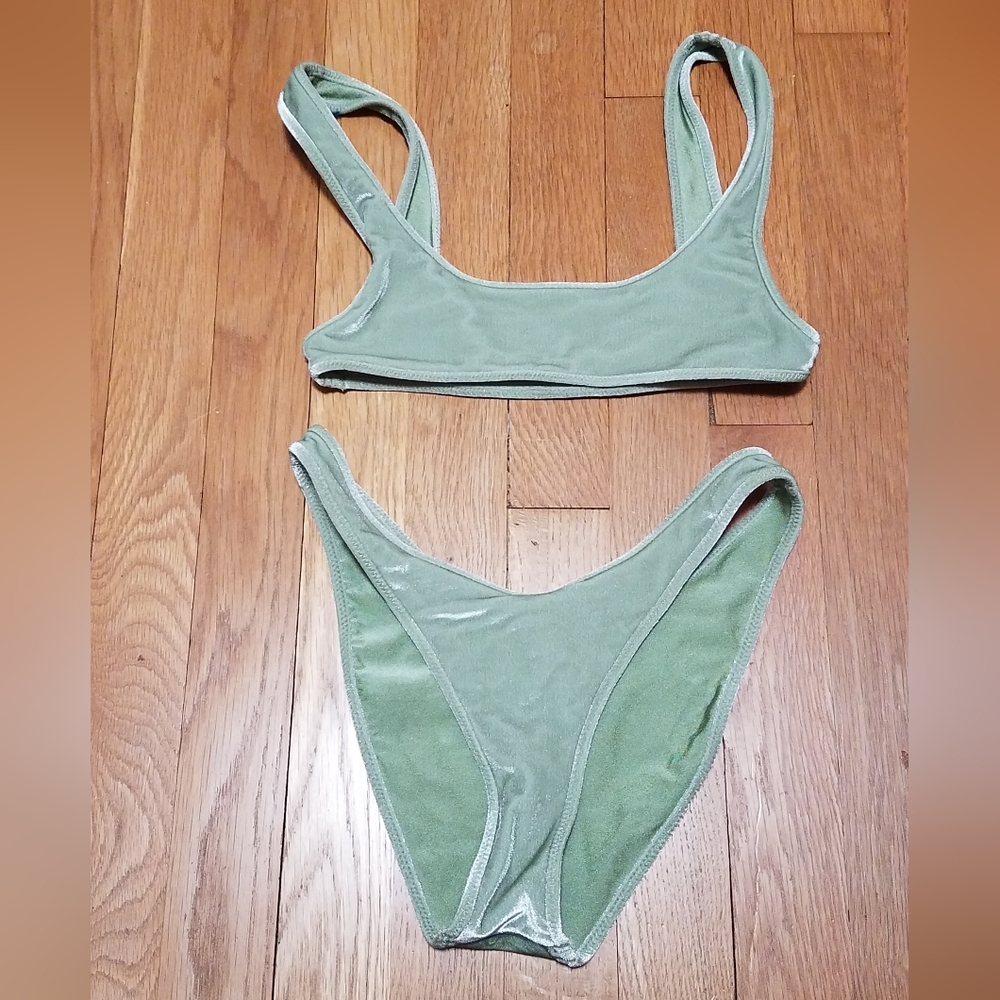 Triangl Aimee Velvet Bikini Set Green Size XXS/S